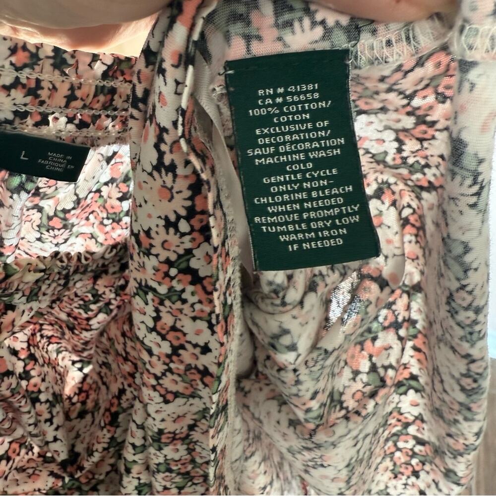 Lauren Ralph Lauren Floral Print Tiered Sleeve Women's Size Large Blouse - Picture 4 of 4